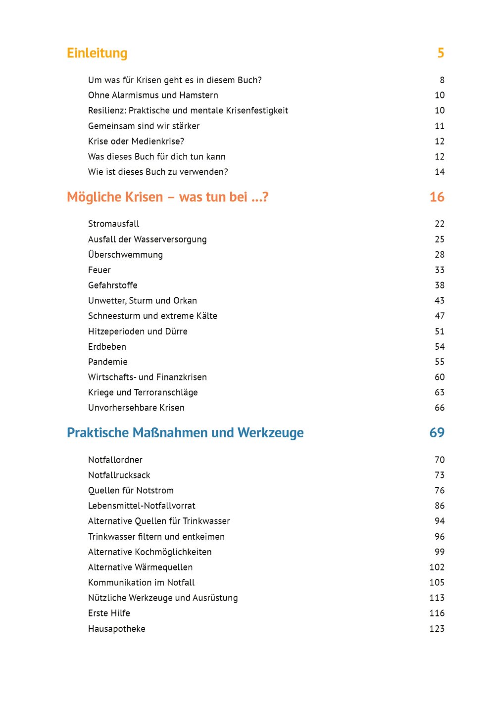 Buch, Inhalt, Krisenratgeber, Kapitelübersicht, Seitenverzeichnis