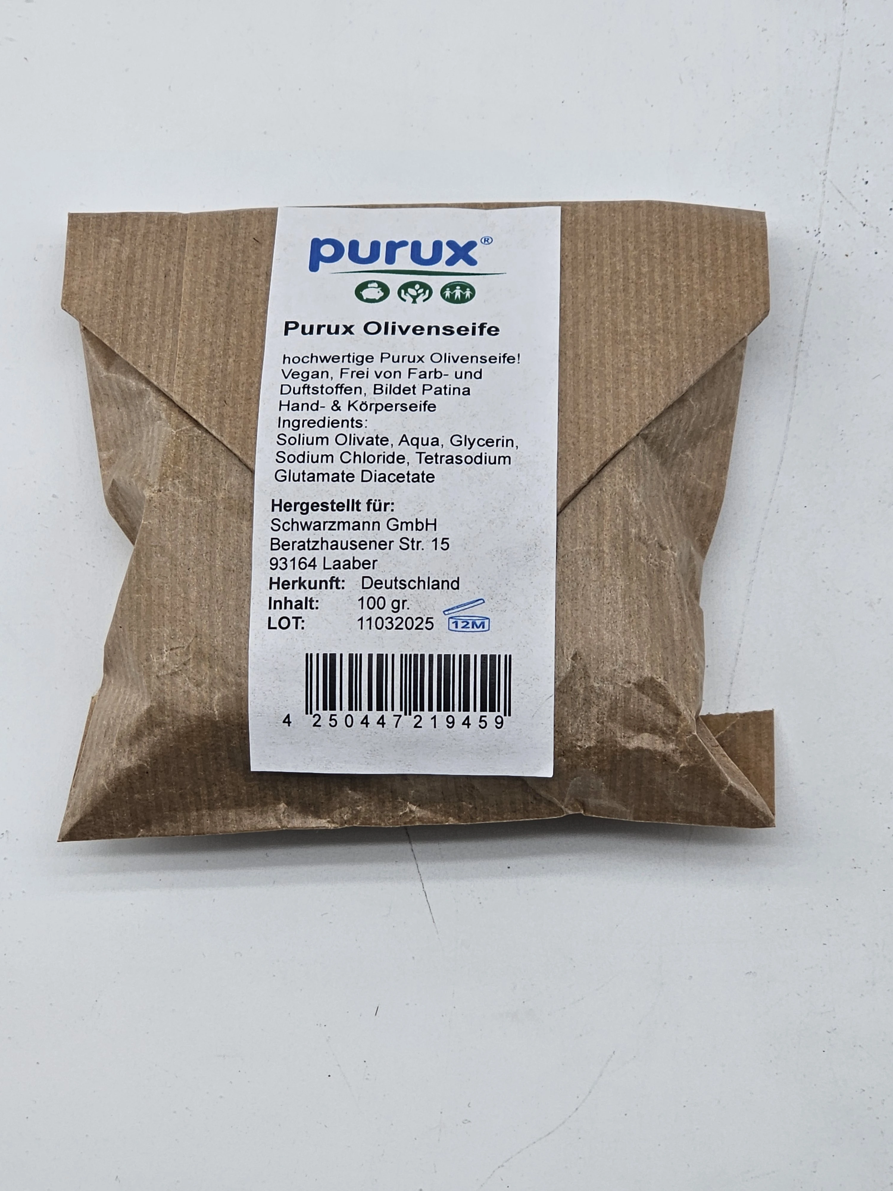 purux Olivenseife eingepackt