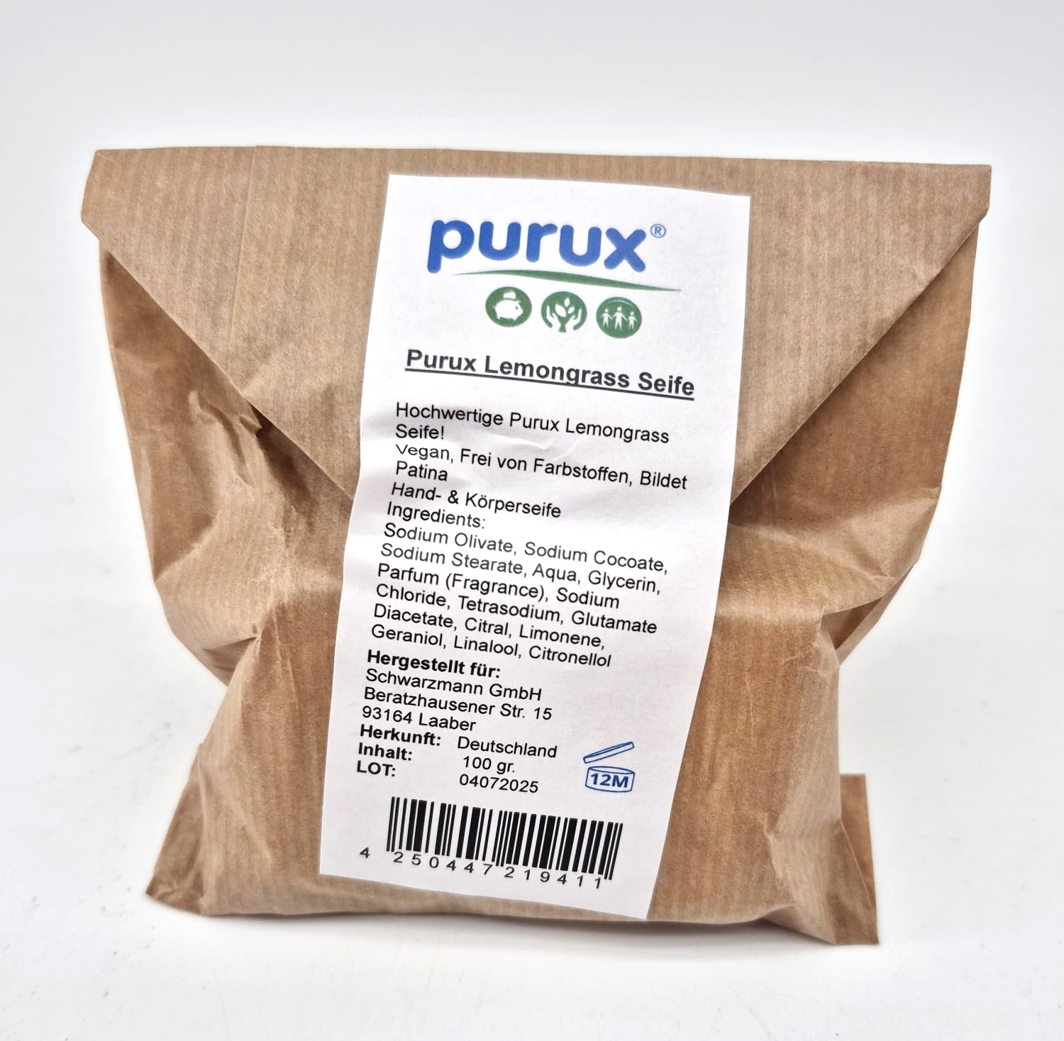 Lemongrassseife Naturseife Handseife Zitronengras vegan ohne Palmöl