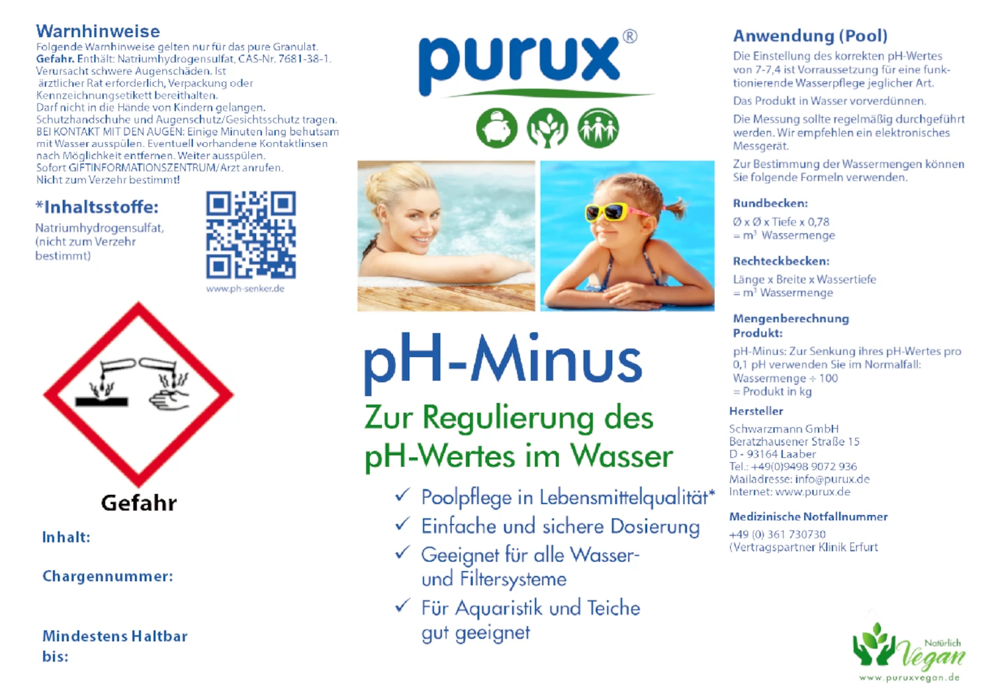 purux pH Senker Etikett