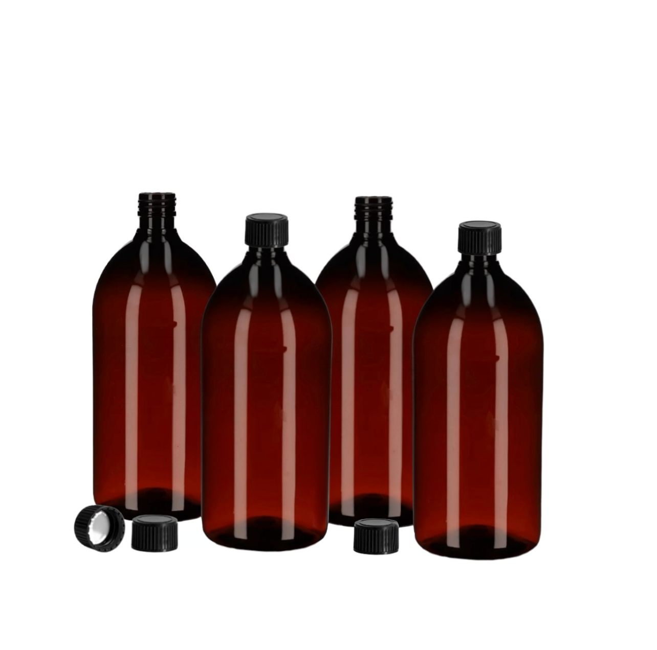 4 x Apothekerflasche, PET-Flaschen, 1 l statt Glas