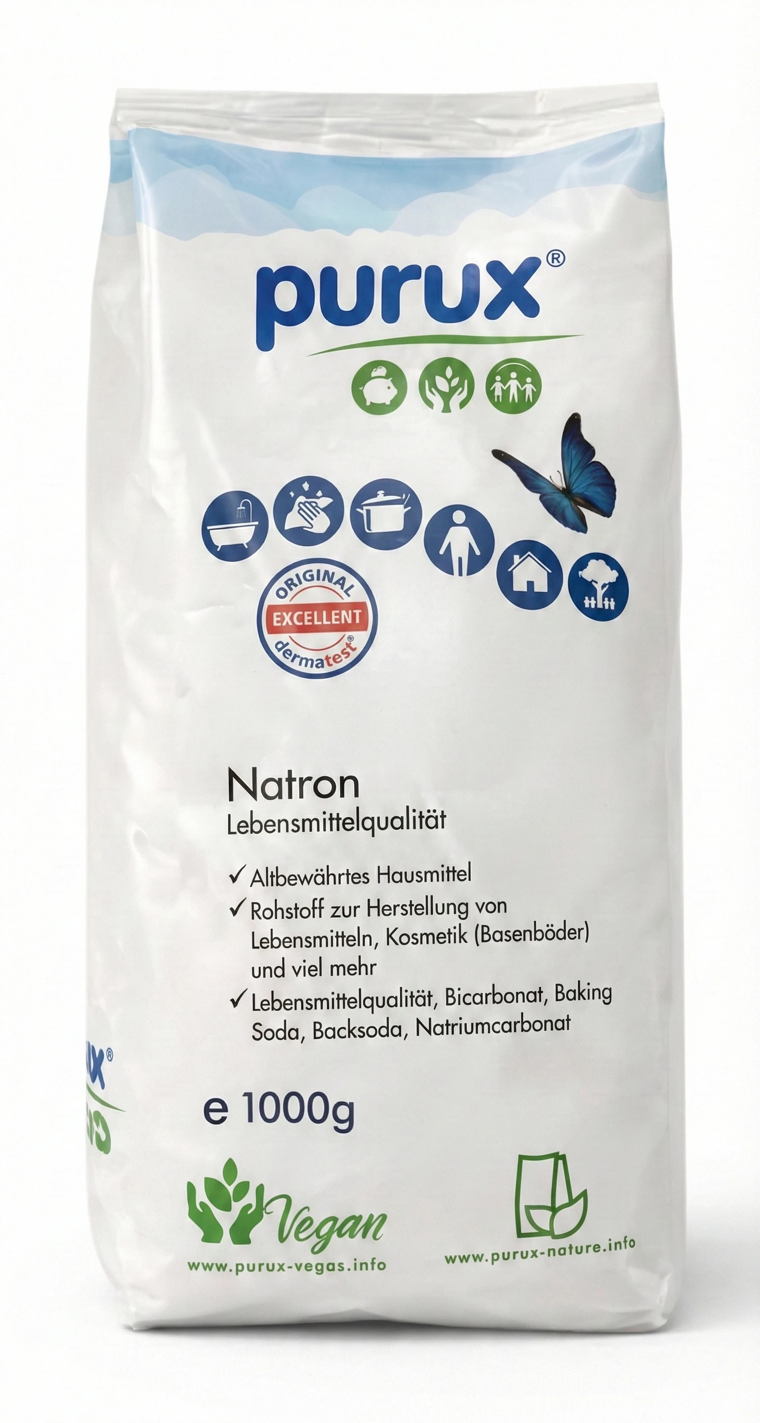 Natron Pulver 5kg + 1kg Bonus, Lebensmittelqualität nachhaltig verpackt, Back Soda