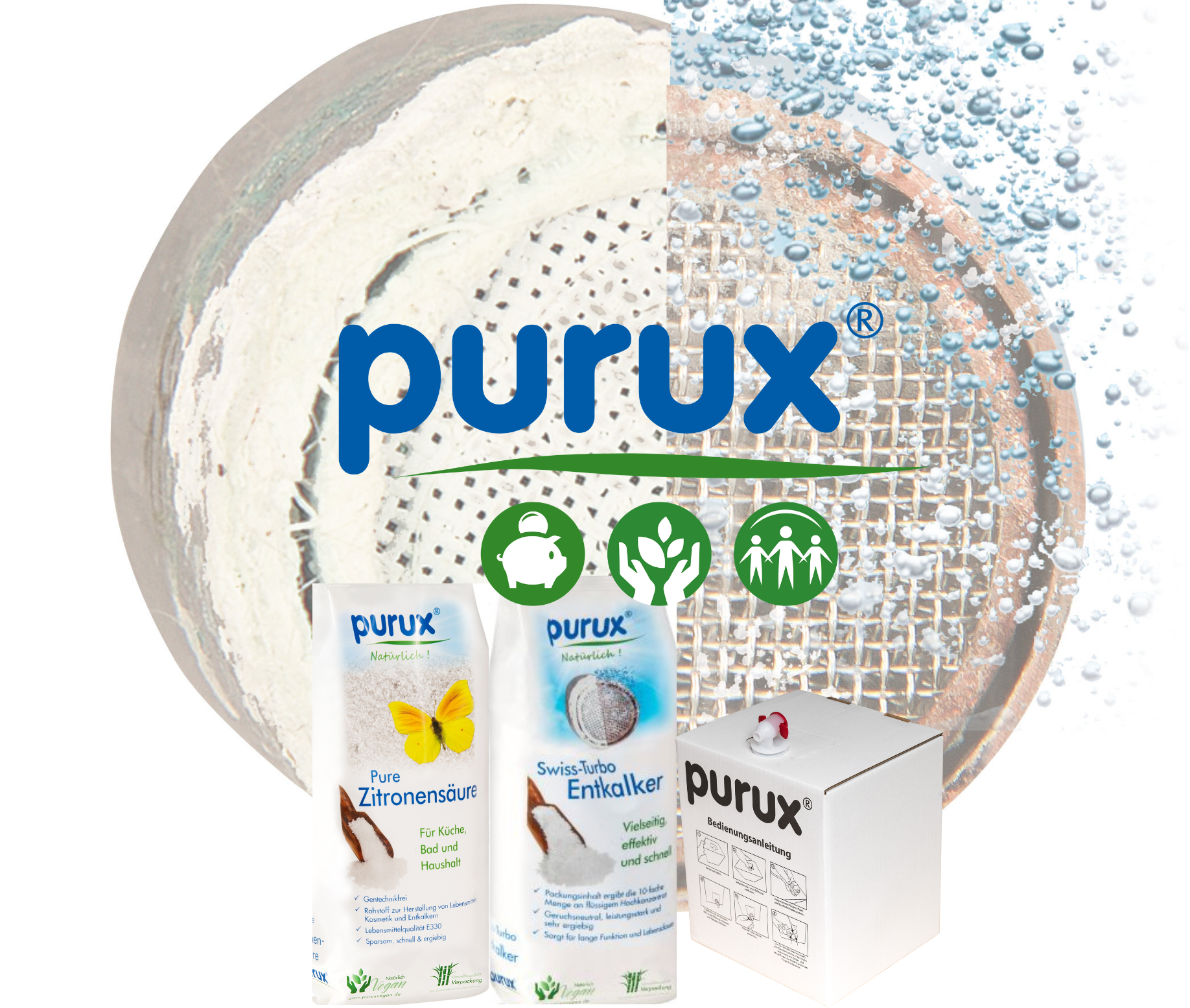 Kalkfrei im Haushalt: Natürlich entkalken mit purux