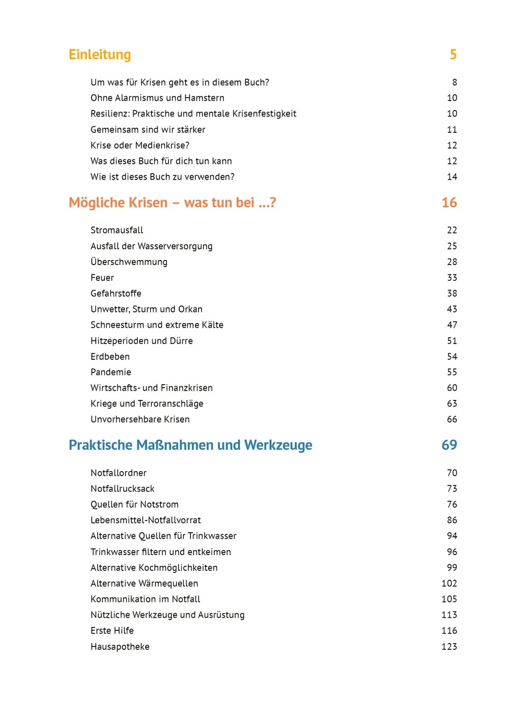 Buch, Inhalt, Krisenratgeber, Kapitelübersicht, Seitenverzeichnis