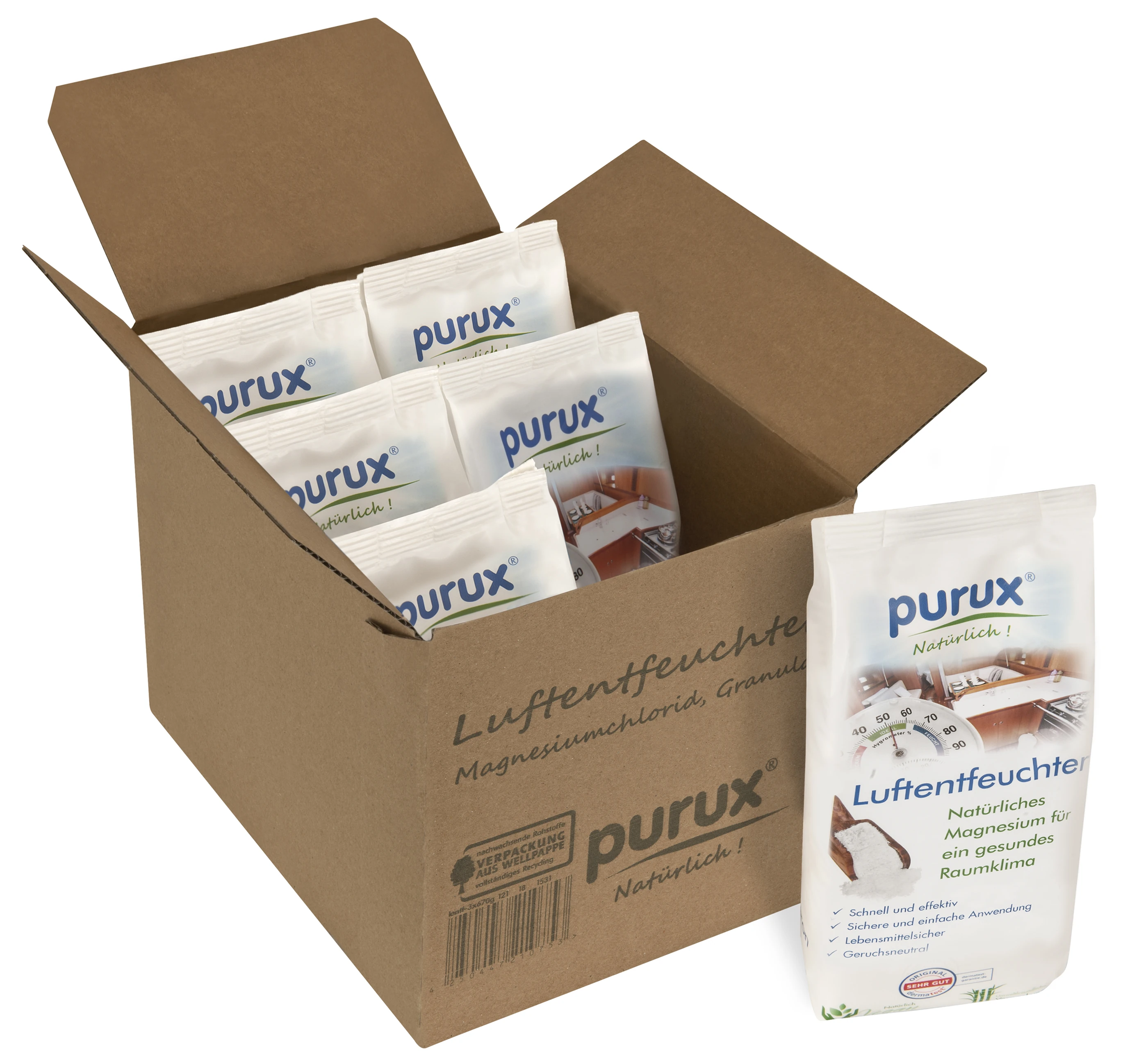 purux Luftentfeuchter Offener Karton 6er Pack