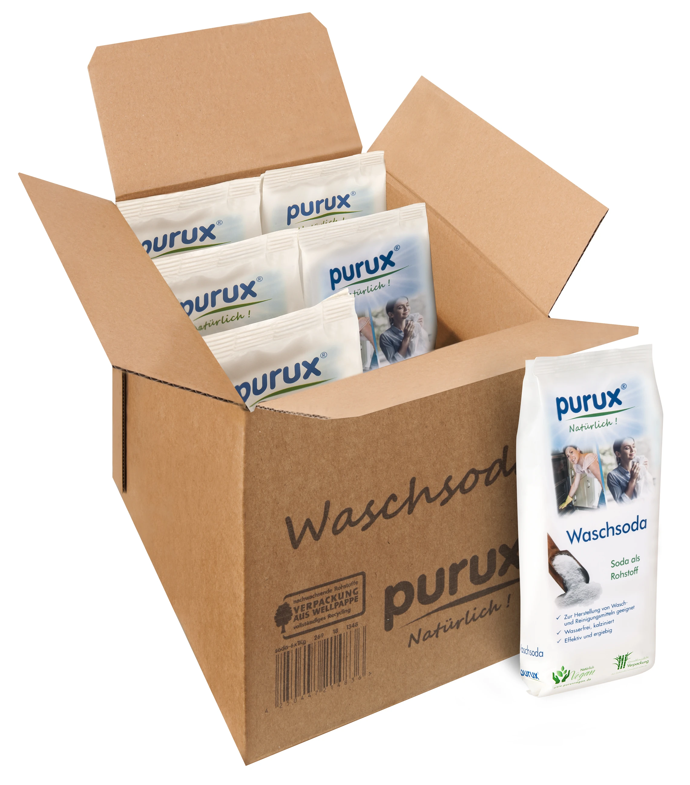 purux Waschsoda 6 Beutel offener Karton