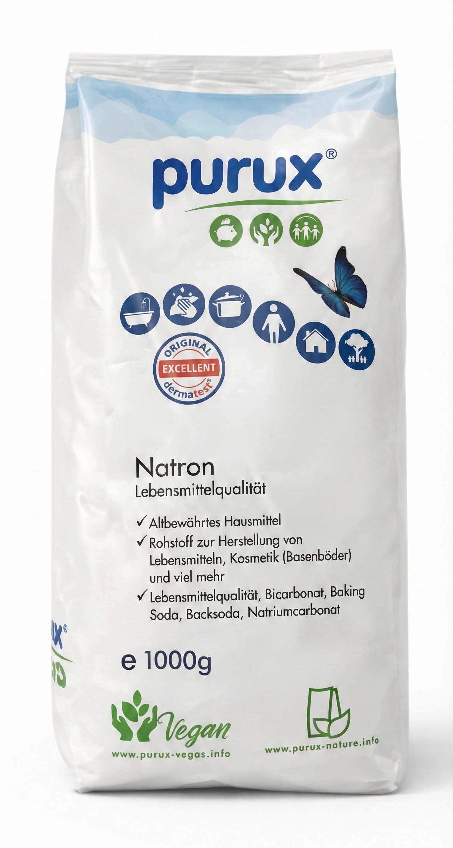Natron, Lebensmittelqualität, Vegan, 1000g, Purux